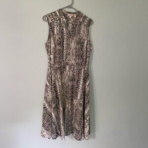 Nanette Lepore, Size 10, Cream with brown‎ and black animal print slip liner